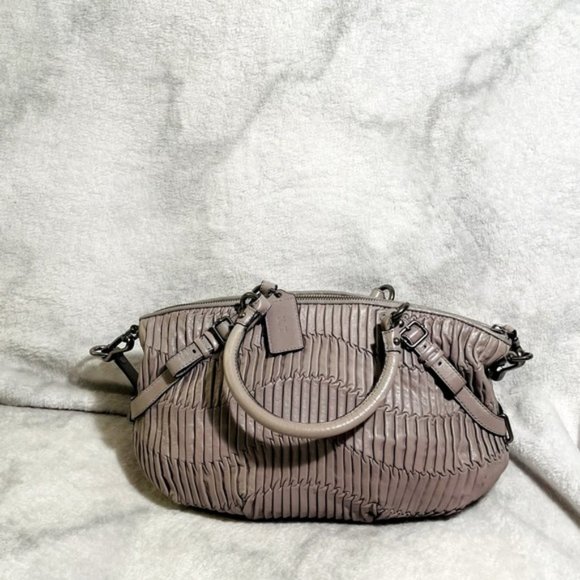 Coach Sophia Madison No 15947 Parchment Gathered Leather Satchel - Picture 2 of 8